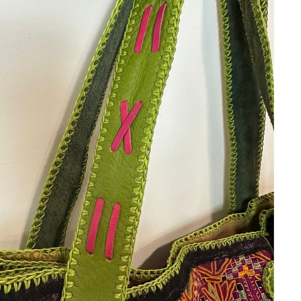 Ibiza World Family Handbag Women's Handcrafted Leather Embroidered Boho Artsy - Picture 9 of 16
